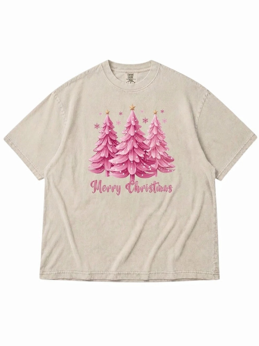 Comfort Colors 1717 Heavyweight Ring Spun T-Shirt with Custom Pink Christmas